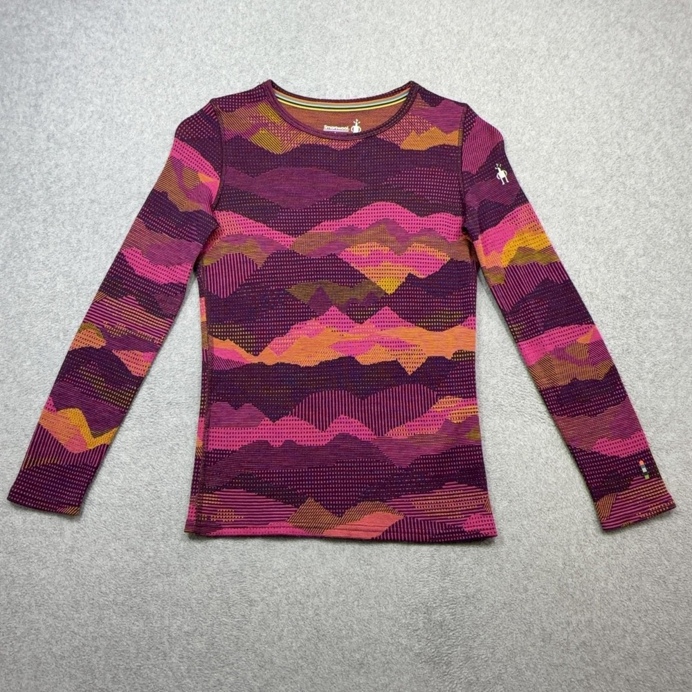 Smartwool Kids Classic Thermal Merino Base Layer Crew Youth Large Pink Purple